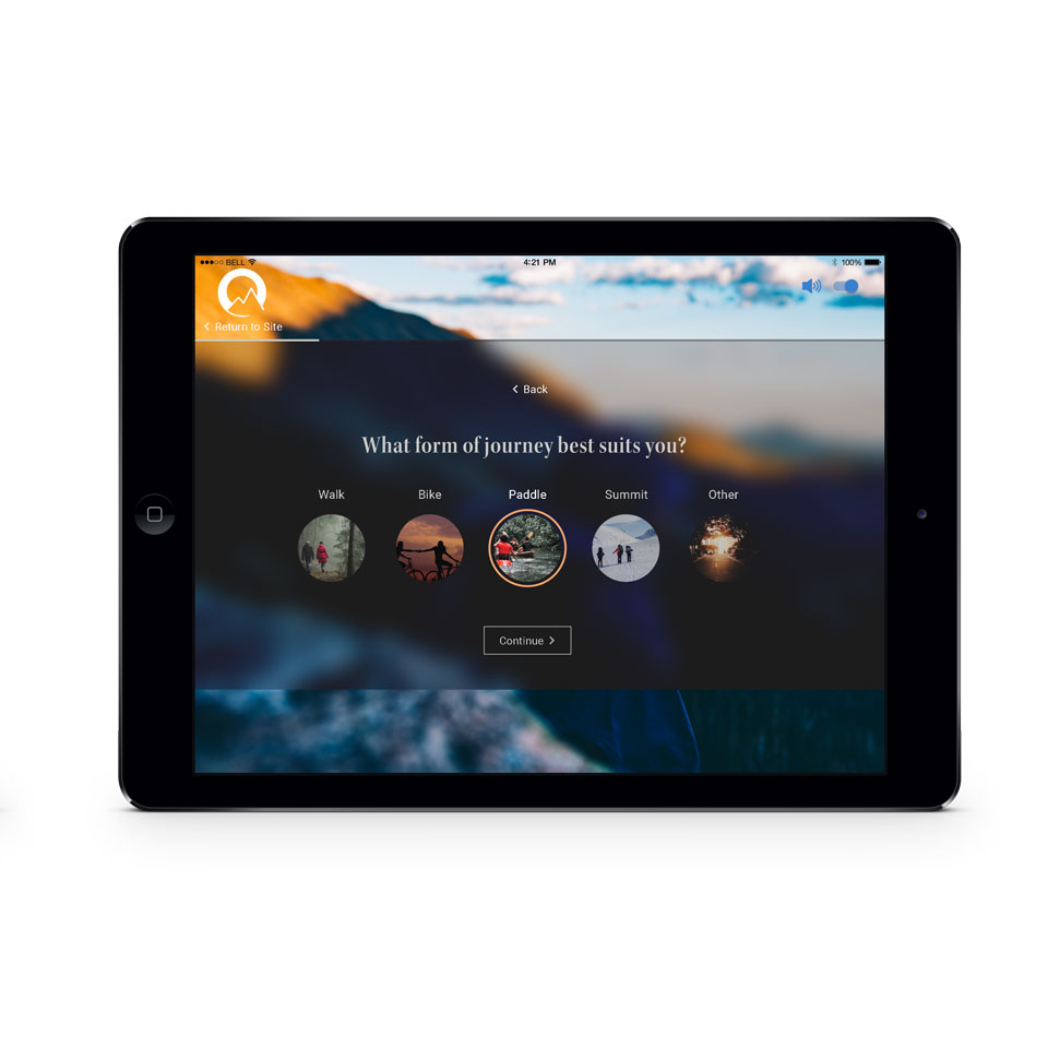 an image of an iPad featuring the Odyssey Memorial planning tool UI